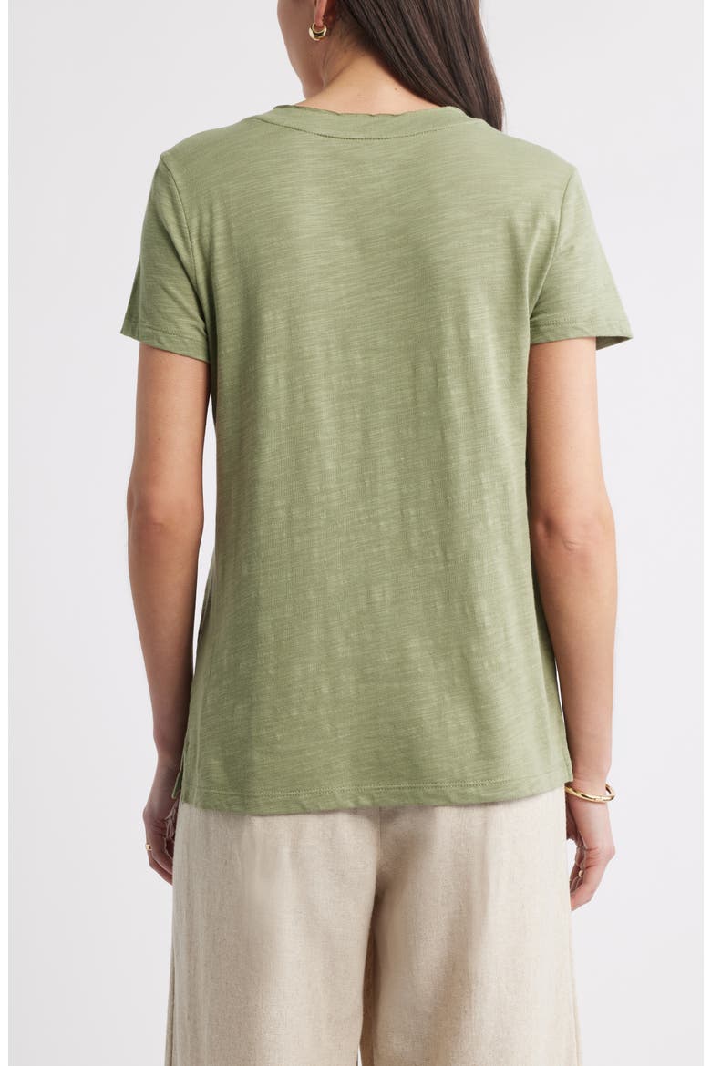 Cotton & Modal V-Neck T-Shirt, Alternate, color, OLIVE ACORN