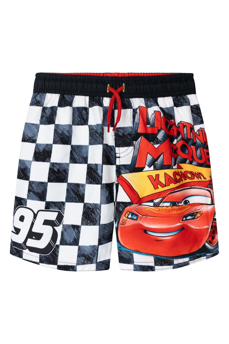 Pixar Swimwear Swim Trunks, Main, color, McQueen Checkered