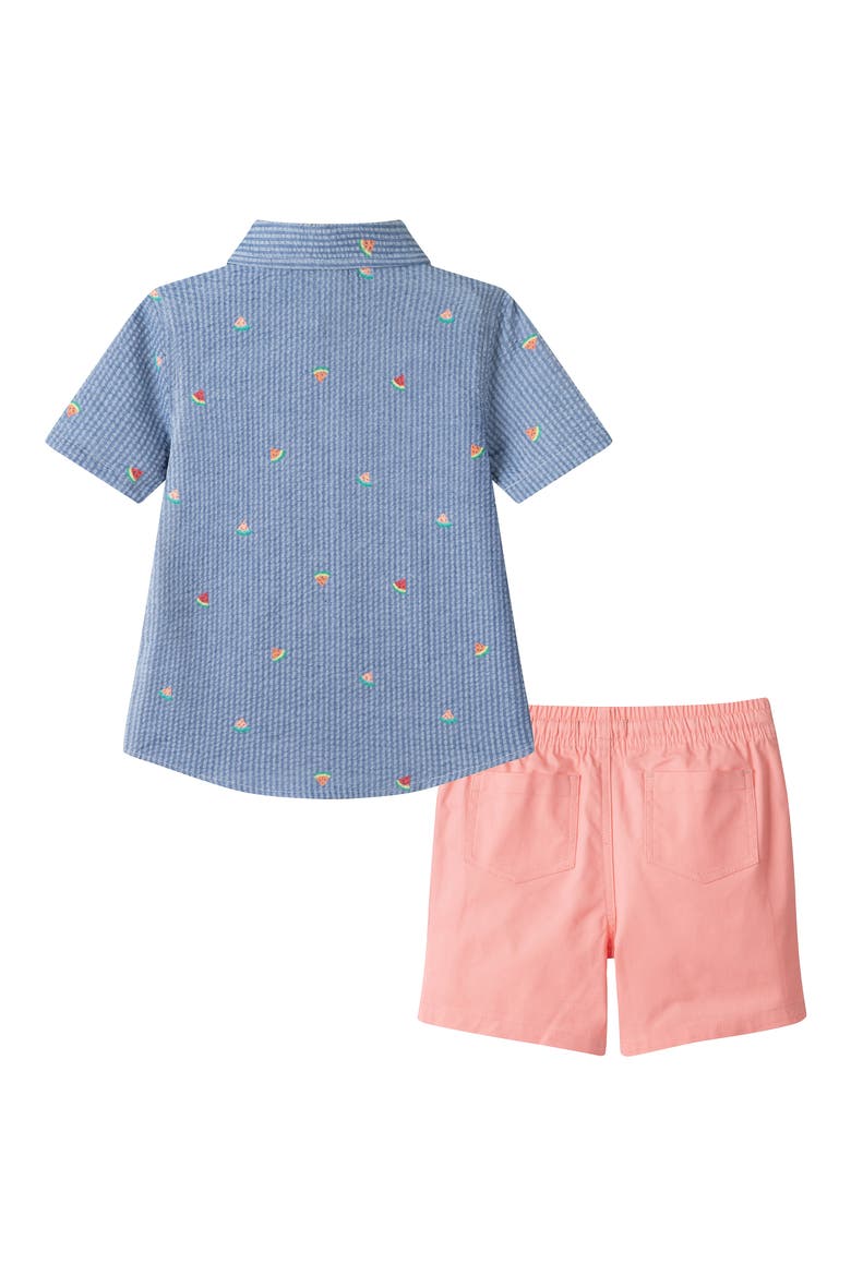 Kids' Seersucker Button Front Shirt & Shorts Set, Alternate, color, NAVY WATERMELON