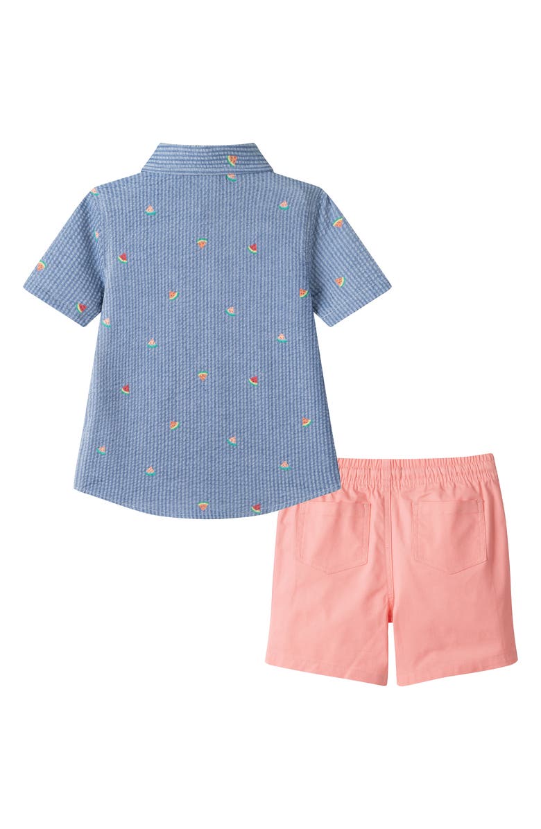 Andy & Evan Kids' Seersucker Button Front Shirt & Shorts Set, Alternate, color, Navy Watermelon