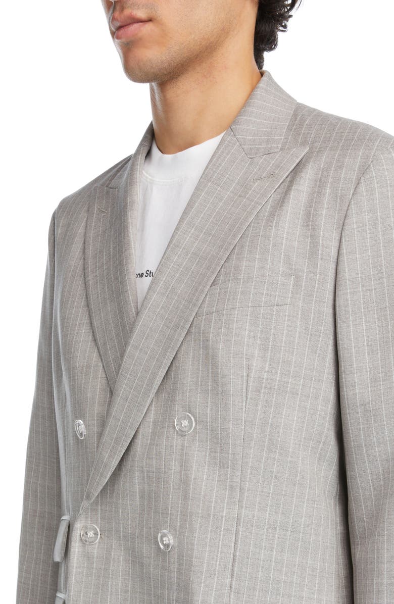 Acne Studios Pinstripe Double Breasted Wool Suit Jacket, Alternate, color, 