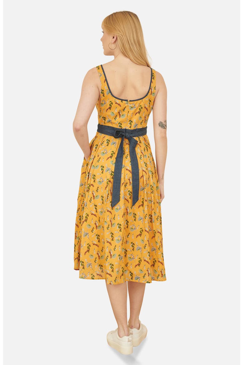 Cinched Waist Skater Dress, Alternate, color, Mustard