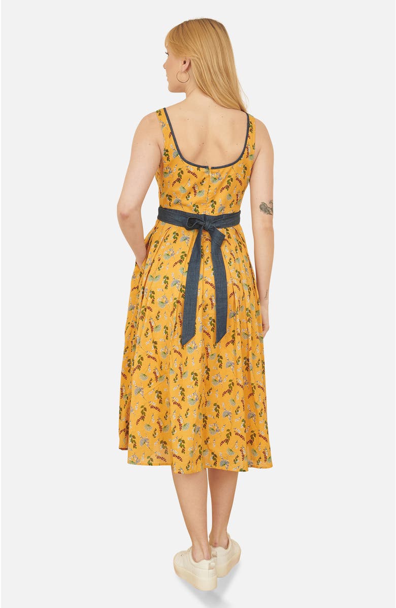 Yumi Cinched Waist Skater Dress, Alternate, color, Mustard