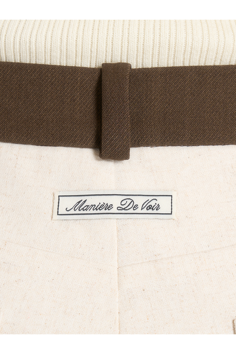 Verity Contrast Waist Linen Mini Shorts, Alternate, color, Natural