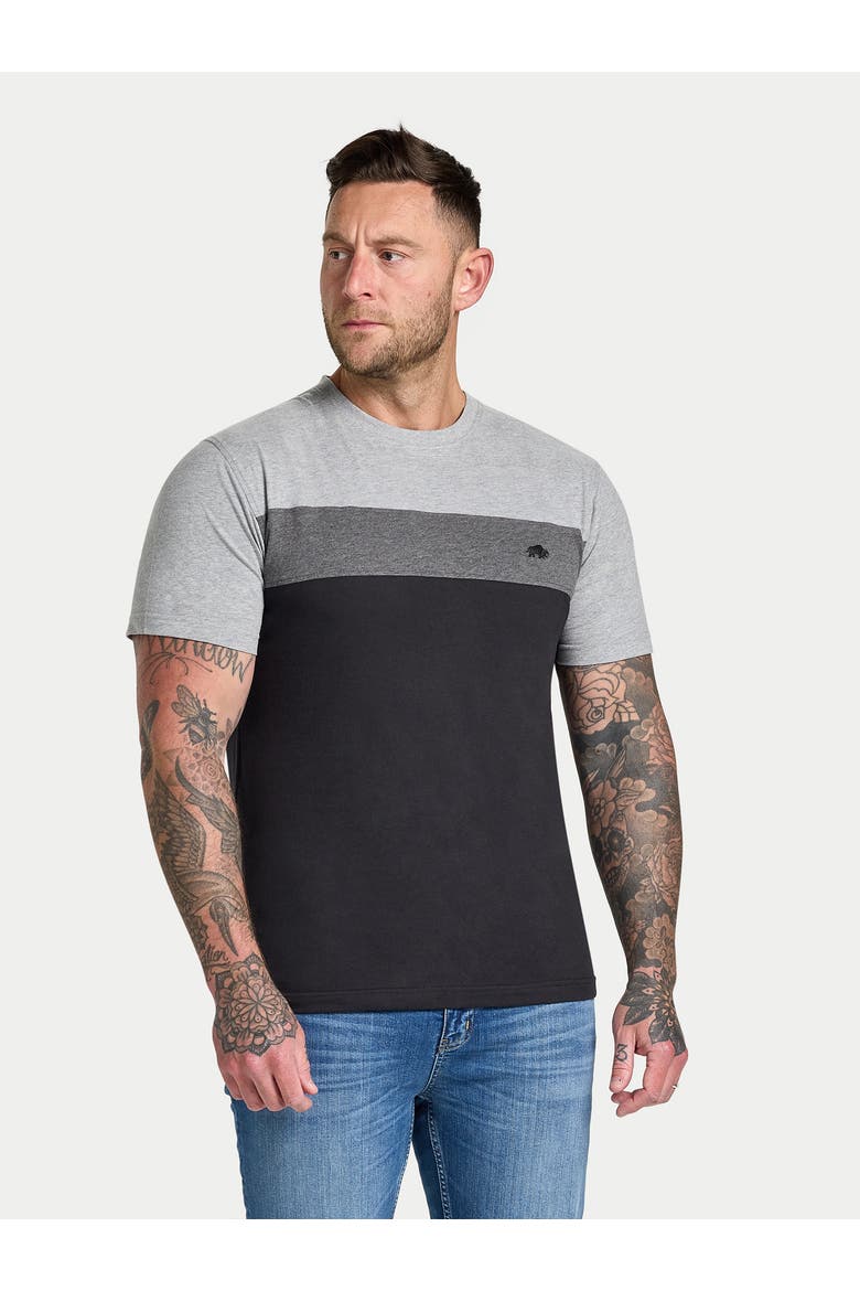 Short Sleeve Crew Neck Panel T-Shirt, Main, color, Black