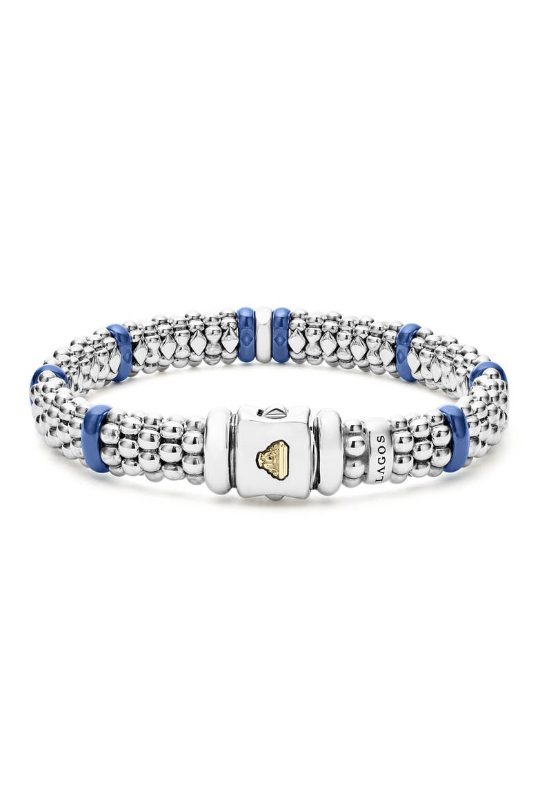 Blue Caviar Ceramic Station Rope Bracelet, Alternate, color, STERLING SILVER