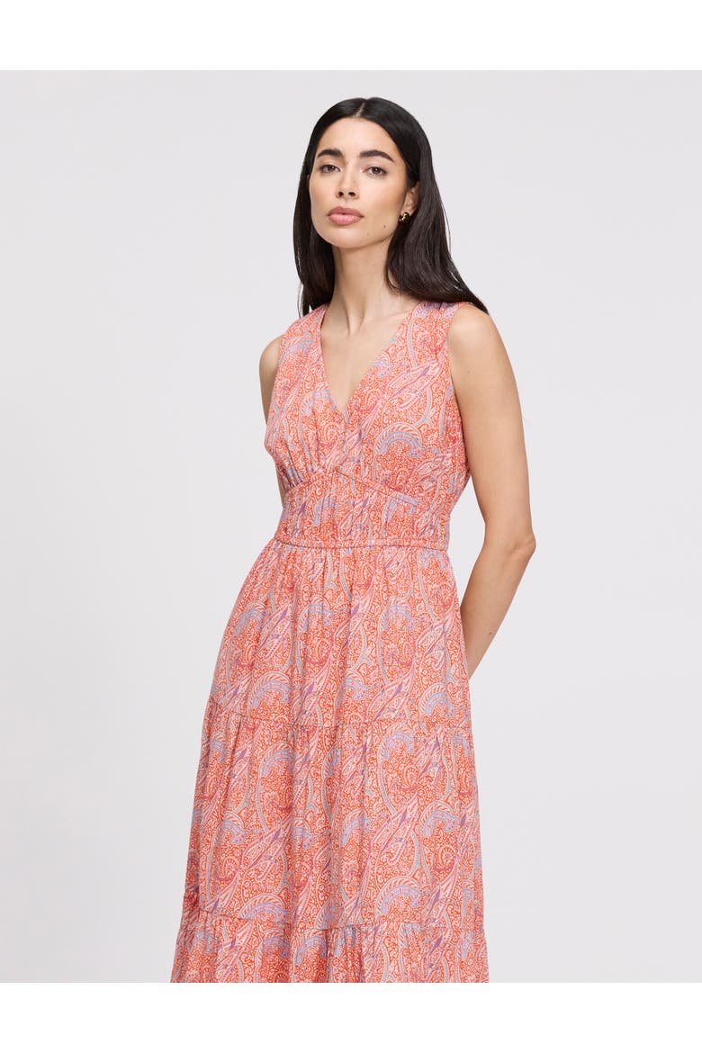 Shannon Cotton Tiered Midi Dress, Alternate, color, Orange Paisley