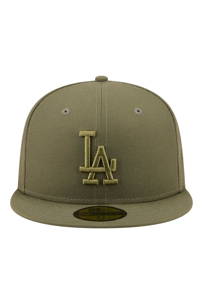 Men's New Era Olive Los Angeles Dodgers Color Pack 59FIFTY Fitted Hat, Alternate, color, Olive