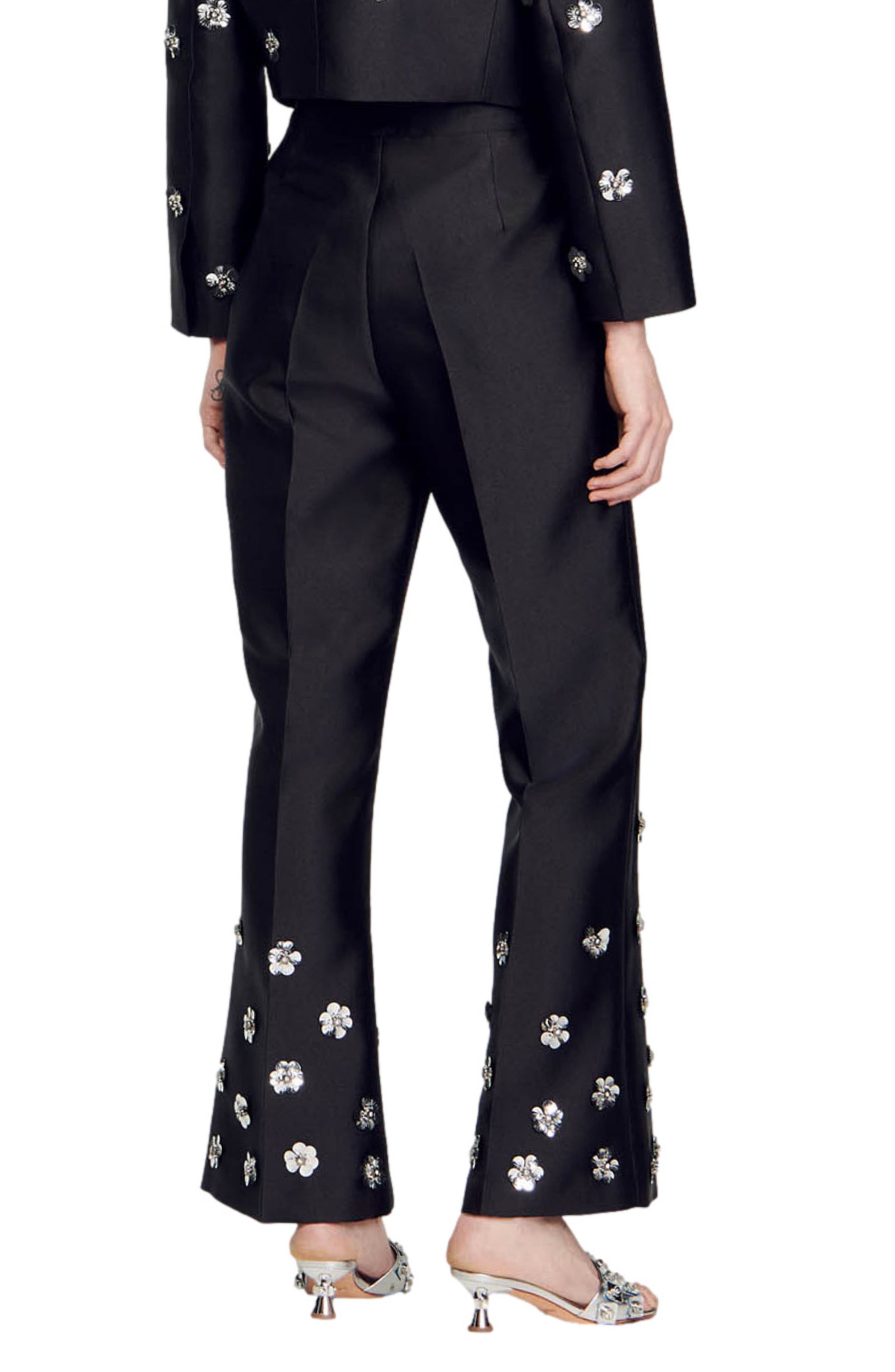 SANDRO Flow Floral Flare Leg Pants (Women) | Nordstrom