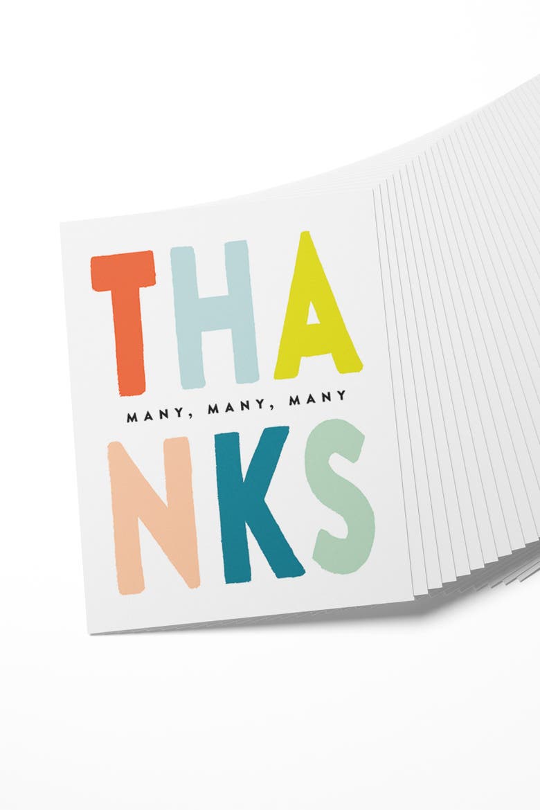 3x Many Thanks Boxed Set of 8 Cards, Alternate, color, Vibrant Colors