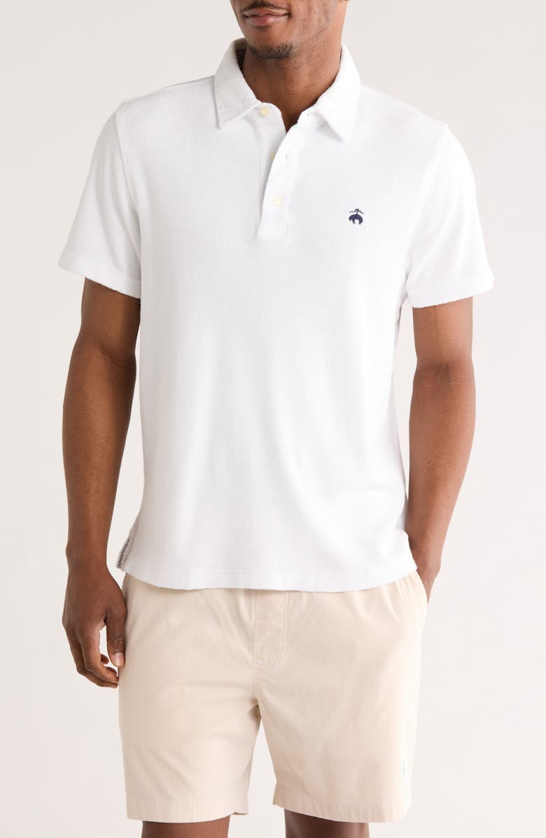Brooks Brothers Short Sleeve Terry Cloth Polo, Main, color, White