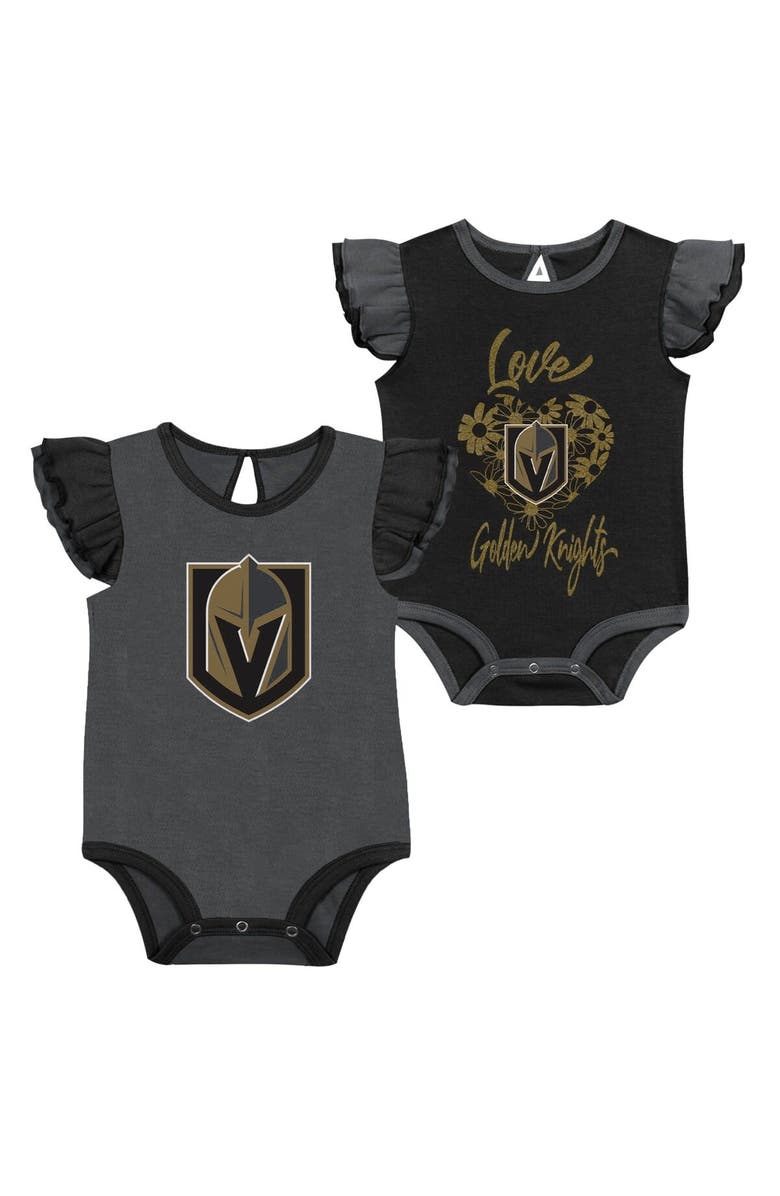 Outerstuff Girls Infant Black/Gray Vegas Golden Knights Two-Pack Training Bodysuit Set, Main, color, Black