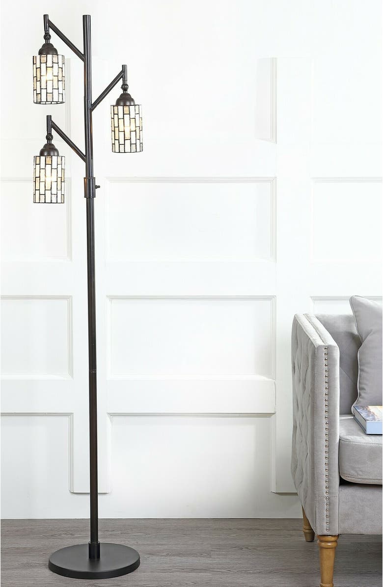 JONATHAN Y Lewis Tiffany-Style 71" Multi-Light LED Floor Lamp, Bronze, Alternate, color, Bronze