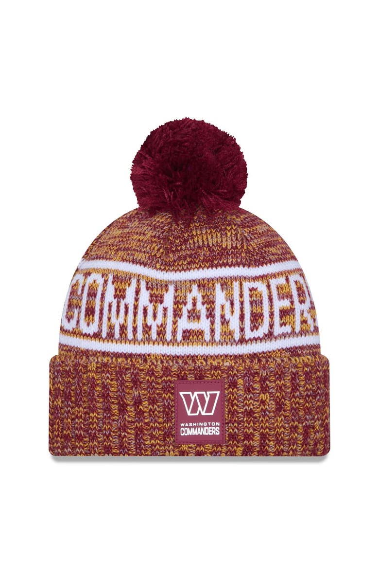 New Era Men's New Era Burgundy Washington Commanders 2025 Sideline Cold Weather Cuffed Knit Hat with Pom, Main, color, Burgundy