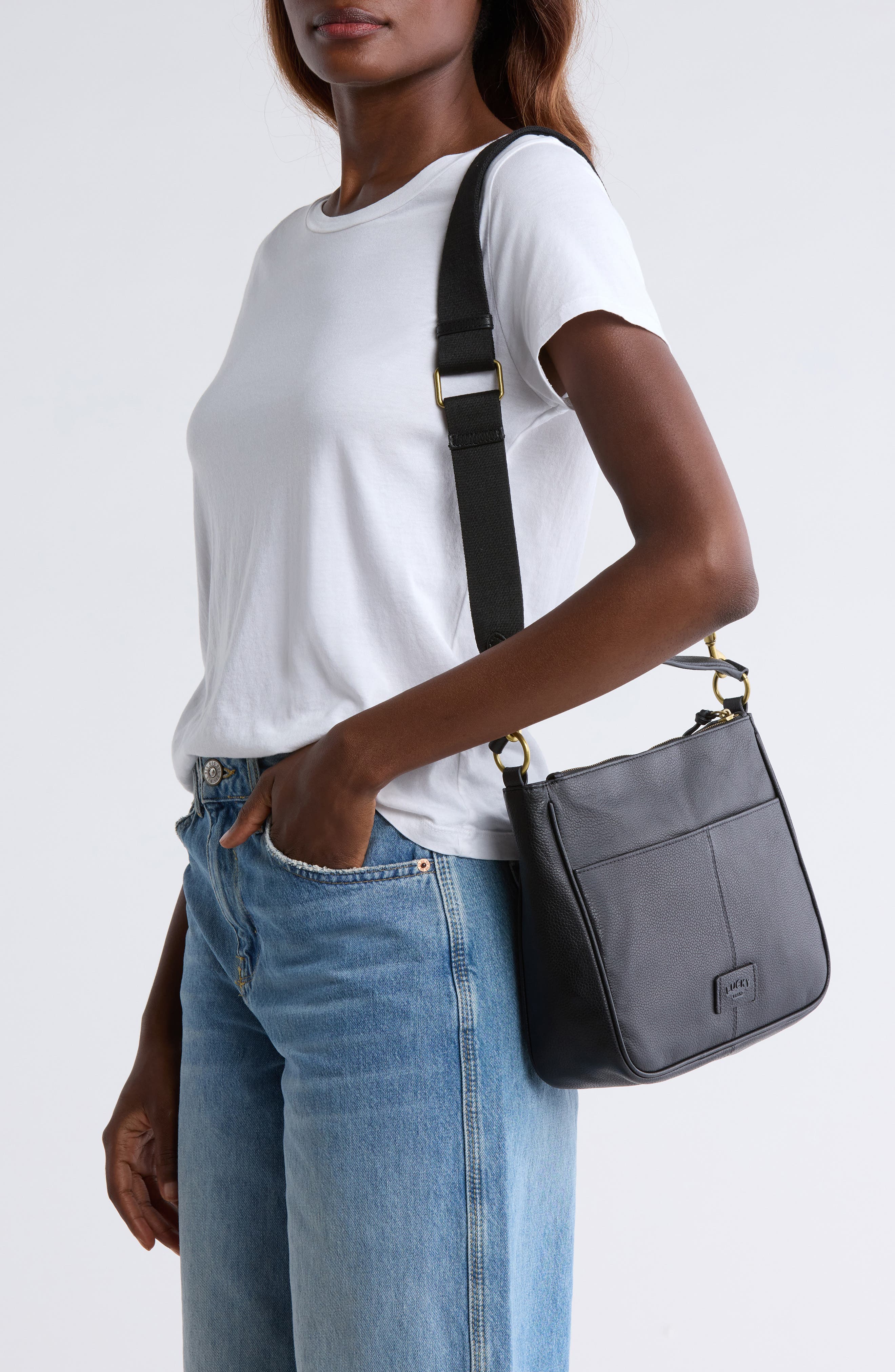 Lucky Brand Clay Leather Shoulder Bag, Alternate, color, 