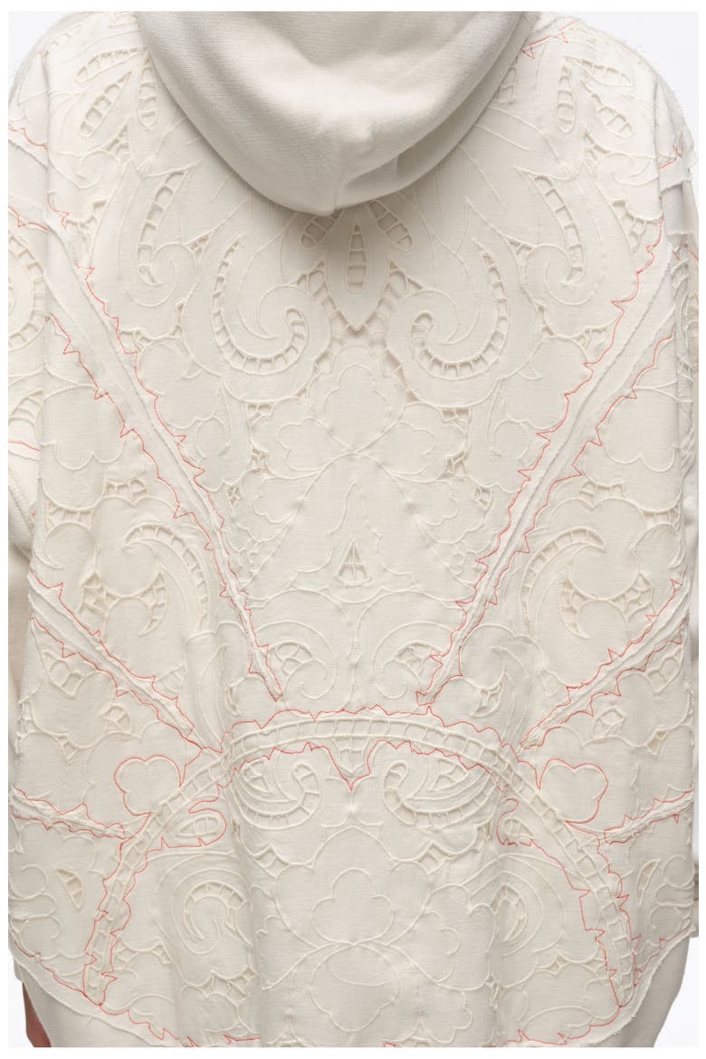 Embroidered Oversize Hoodie, Alternate, color, WHITE