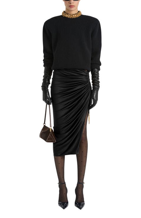 Flowing Jersey Midi Skirt with Slit