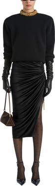 Balmain Flowing Jersey Midi Skirt with Slit