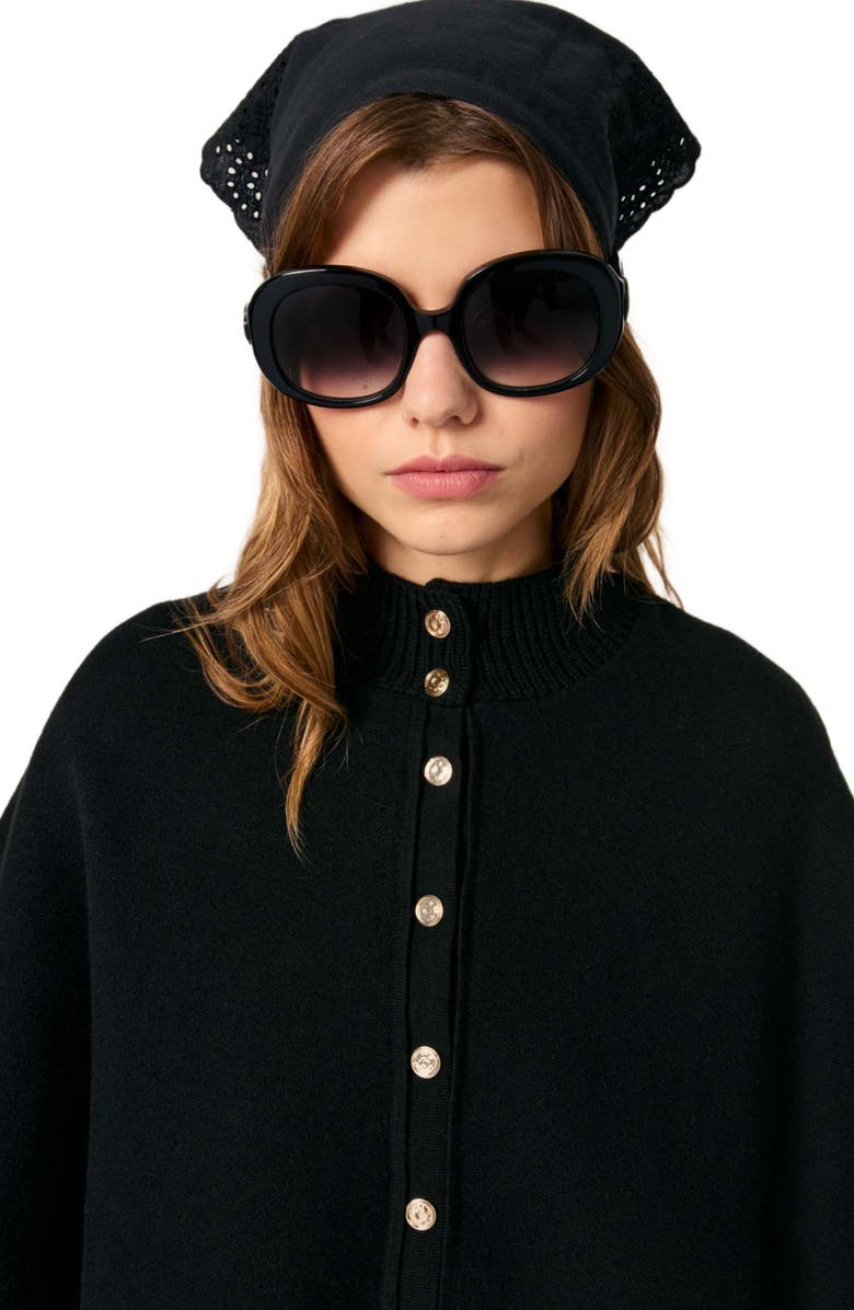 maje Cape-effect cardigan, Alternate, color, Black