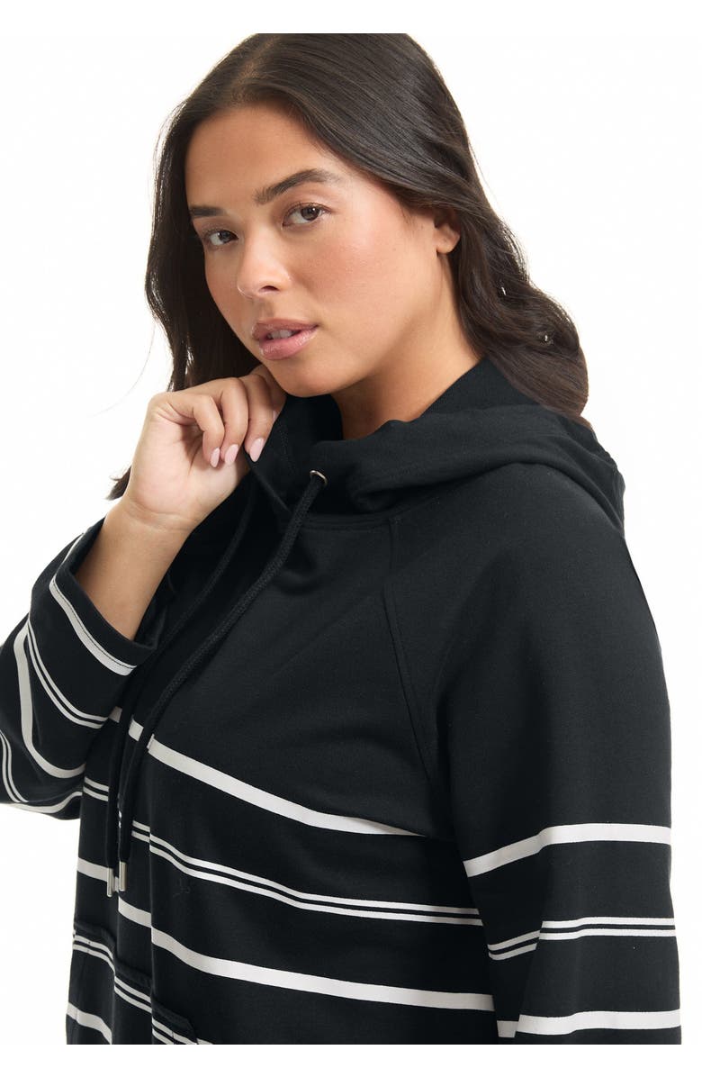 June + Vie Bell-Sleeve French Terry Sweatshirt, Alternate, color, Black Horizontal Stripe