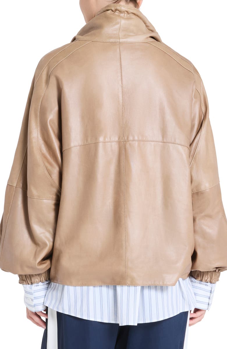 TWP Pull Me Over Leather Poncho Top, Alternate, color, Olive Grey