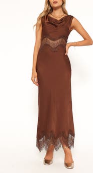 Petal & Pup Belmont Lace Trim Satin Midi Dress