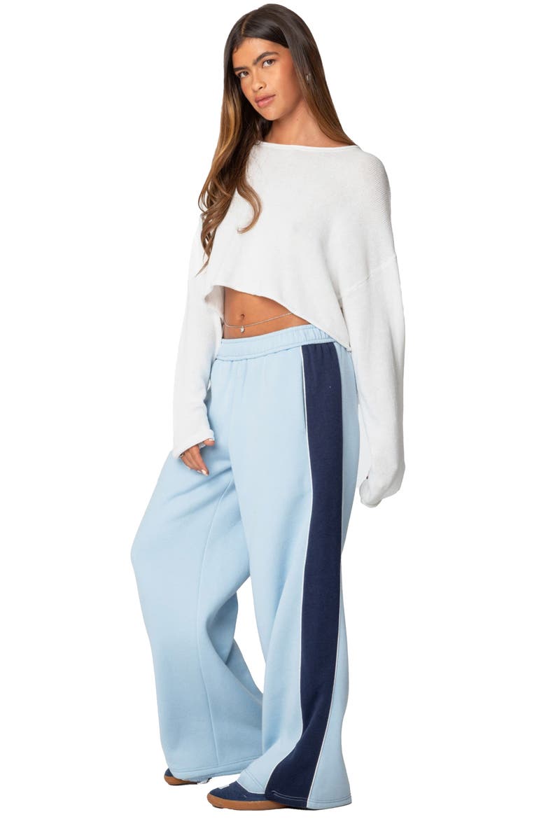 Contrast Stripe Wide Leg Sweatpants, Alternate, color, LIGHT-BLUE