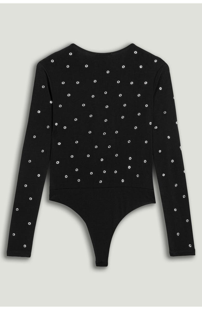 Nocturne Embellished V-Neck Long-Sleeve Bodysuit, Alternate, color, Black