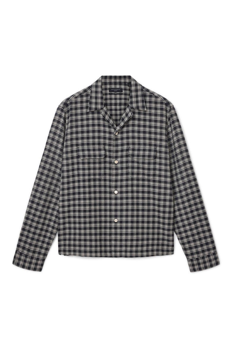 Horton Plaid Cotton Button-Up Shirt, Alternate, color, SALEM BLACK