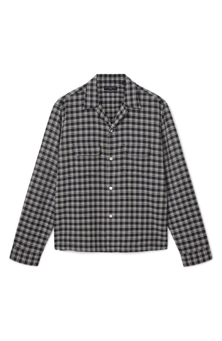 AllSaints Horton Plaid Cotton Button-Up Shirt, Alternate, color, Salem Black