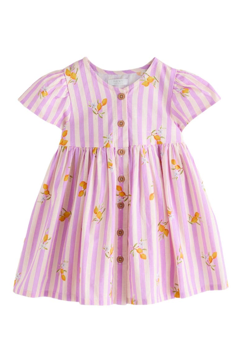 Kids' Stripe Cotton Button Front Dress, Main, color, PURPLE
