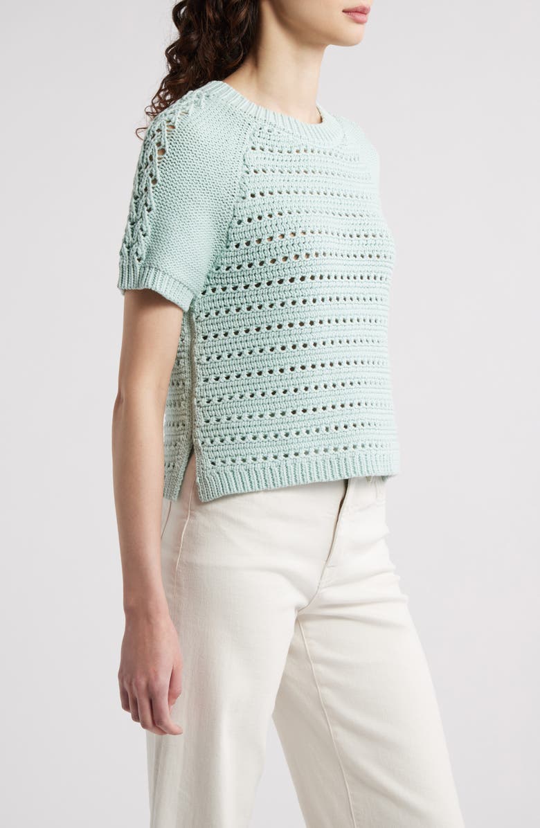 Treasure & Bond Pointelle Raglan Sleeve Sweater, Alternate, color, Teal Tide