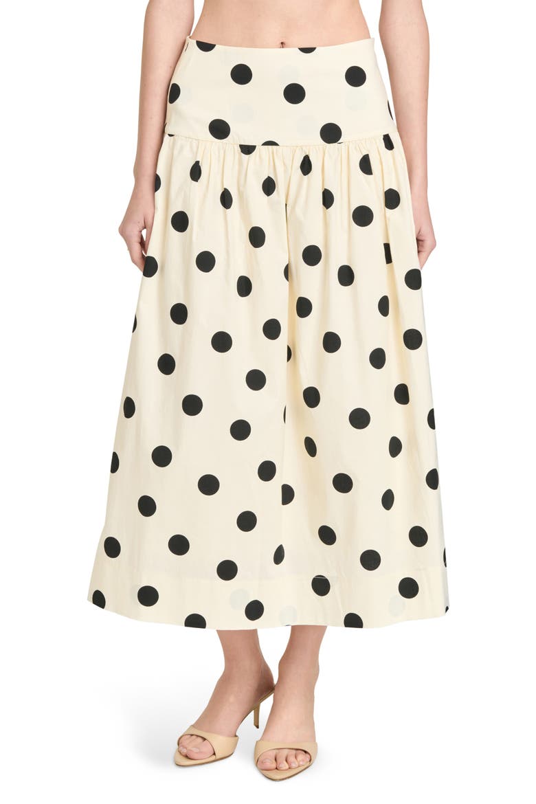 Mia Polka Dot Stretch Cotton Midi Skirt (Women) | Nordstrom