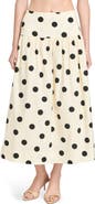 WAYF Mia Polka Dot Stretch Cotton Midi Skirt
