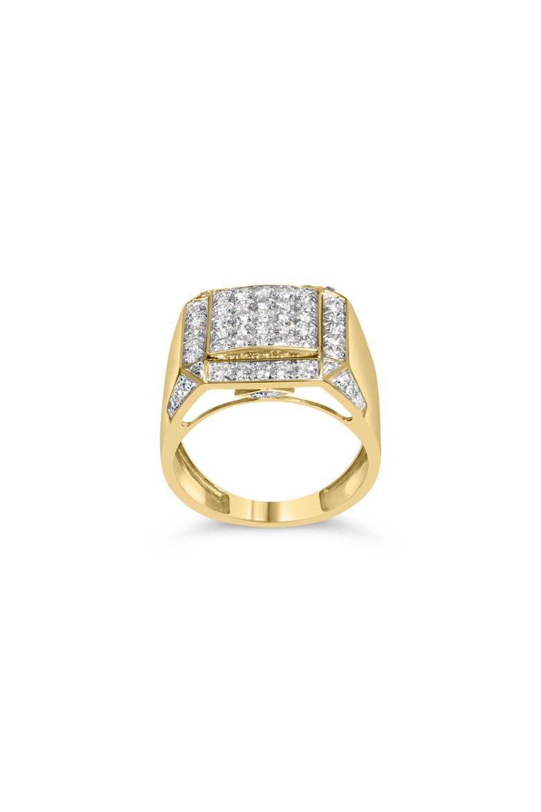 Men's 10K Yellow Gold 2 1/8 Ctw Diamond  Composite Cluster Cocktail Ring Band, Alternate, color, Yellow Gold