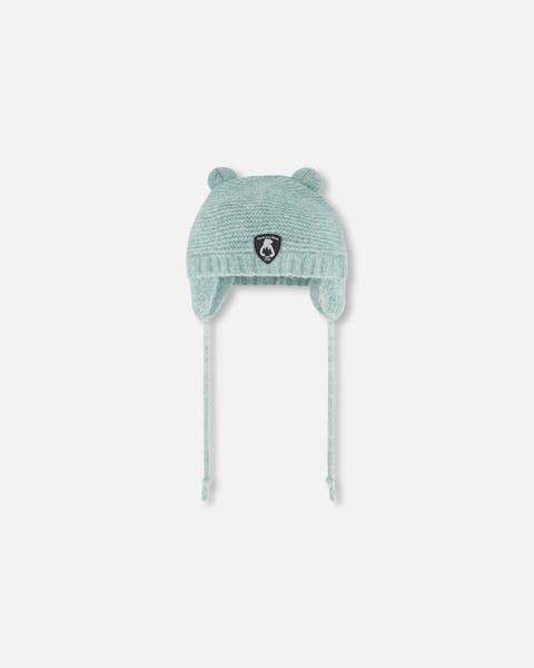 Baby Unisex Knit Hat With Ears Green