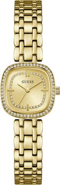 GUESS Crystal Bezel Two-Tone Bracelet Watch, 25mm