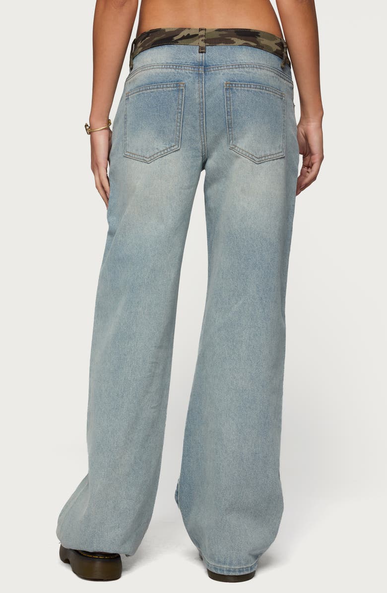 EDIKTED Camo Waist Low Rise Baggy Jeans, Alternate, color, 