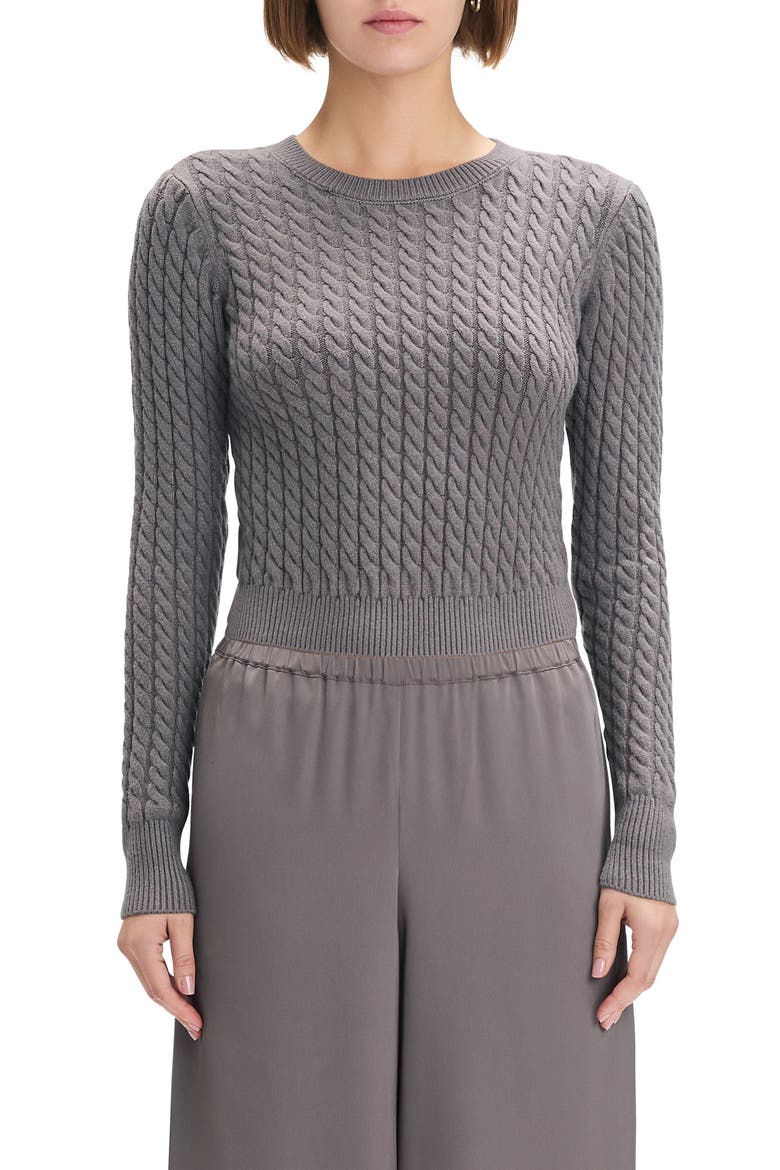 The Feel Good Cable Stitch Sweater, Main, color, GREY SHADOW