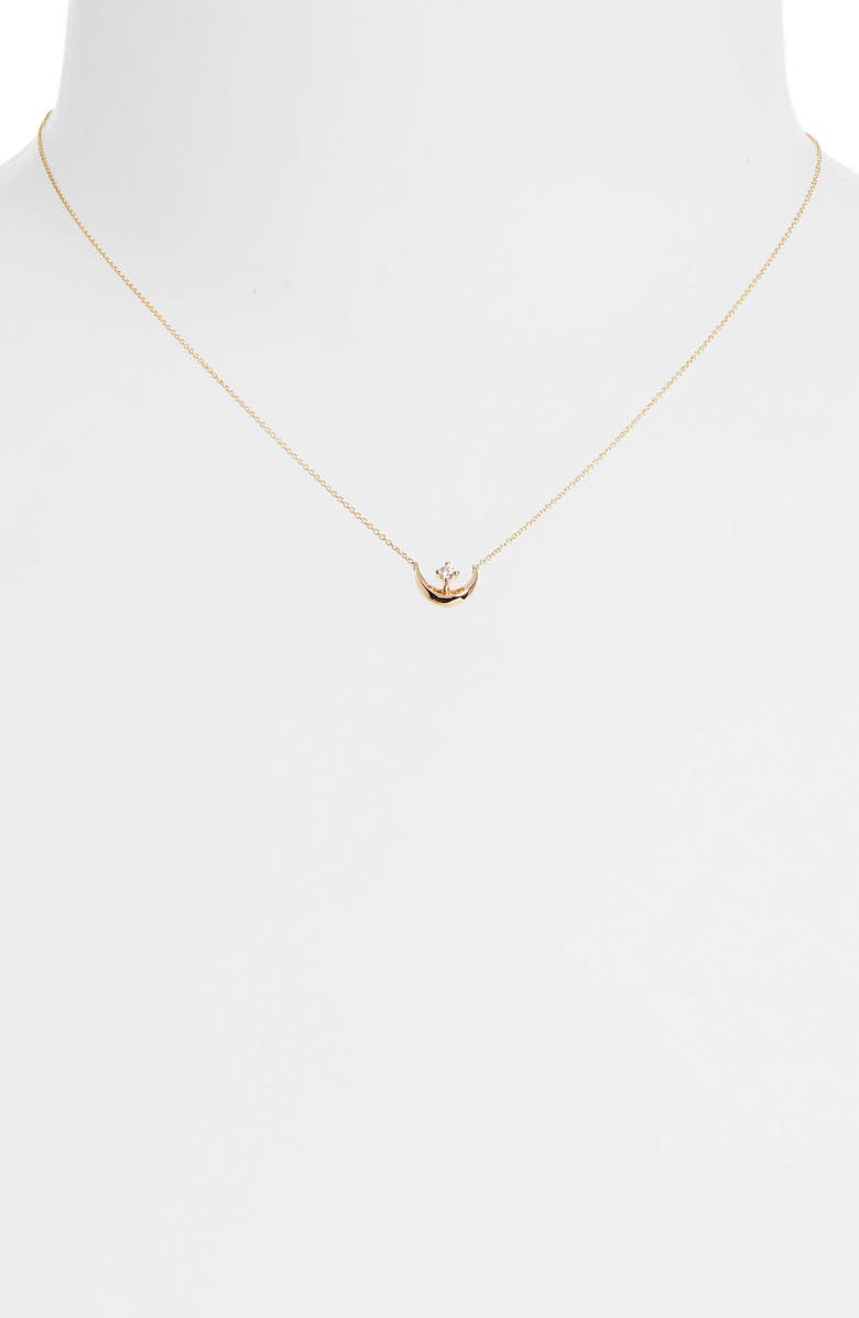 Dana Rebecca Designs Reese Brooklyn Knife Edge Crescent Pendant Necklace, Alternate, color, Yellow Gold