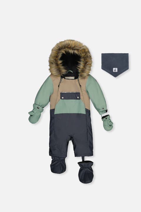 Play Car Seat Crotch Zipper Fleece Neckwarmer One Piece Snowsuit