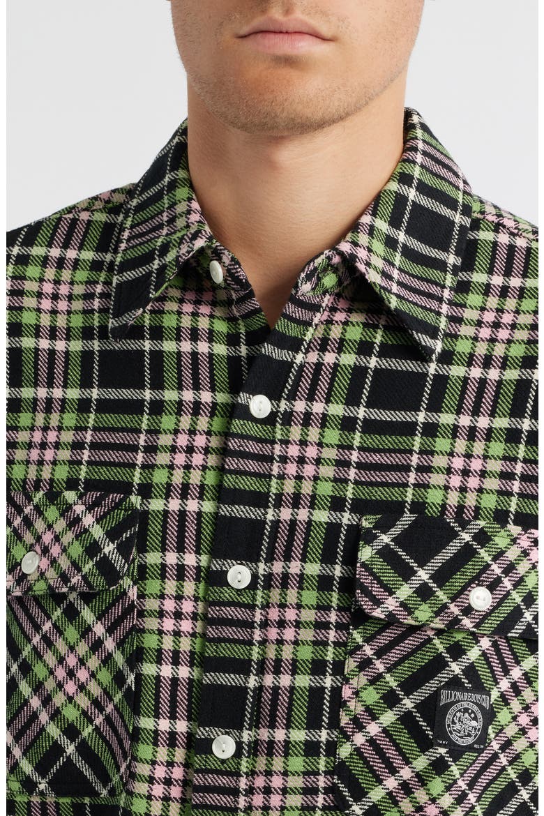 BB Club Plaid Button-Up Shirt, Alternate, color, BLACK