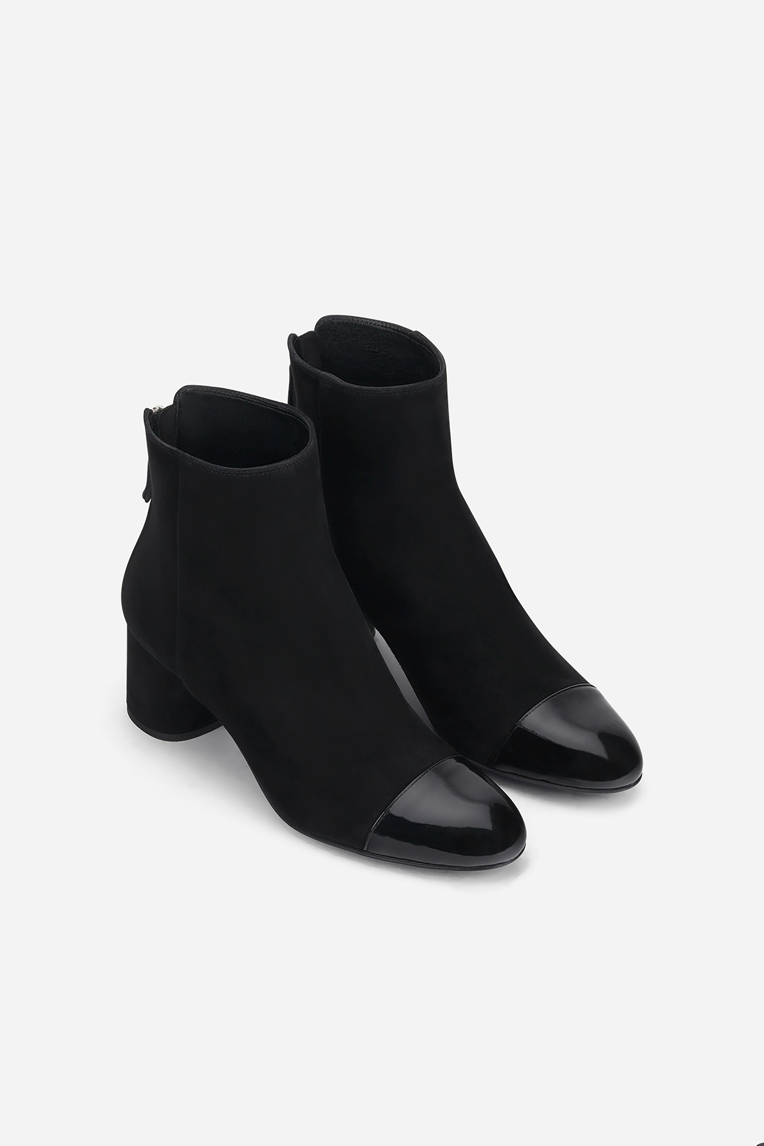 AGL Veta Cap Toe Velour Bootie with Heel, Alternate, color, Black