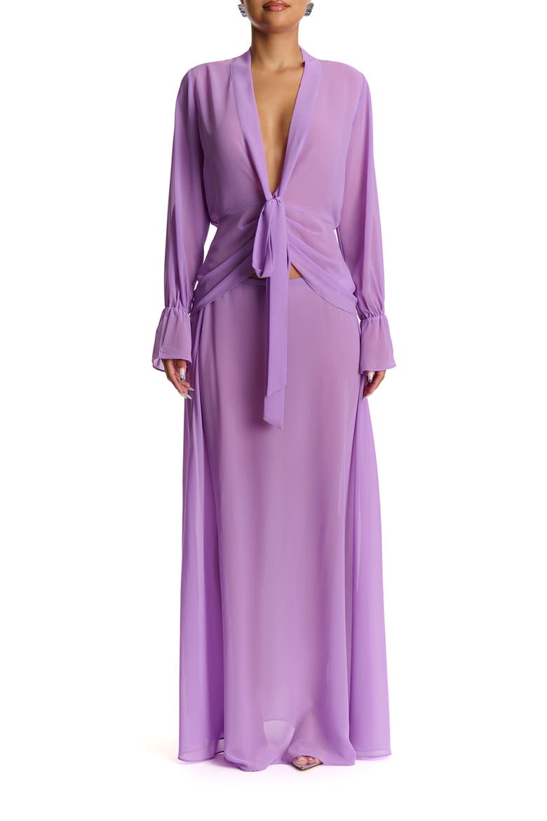 Chiffon A-Line Maxi Skirt, Alternate, color, VIOLET