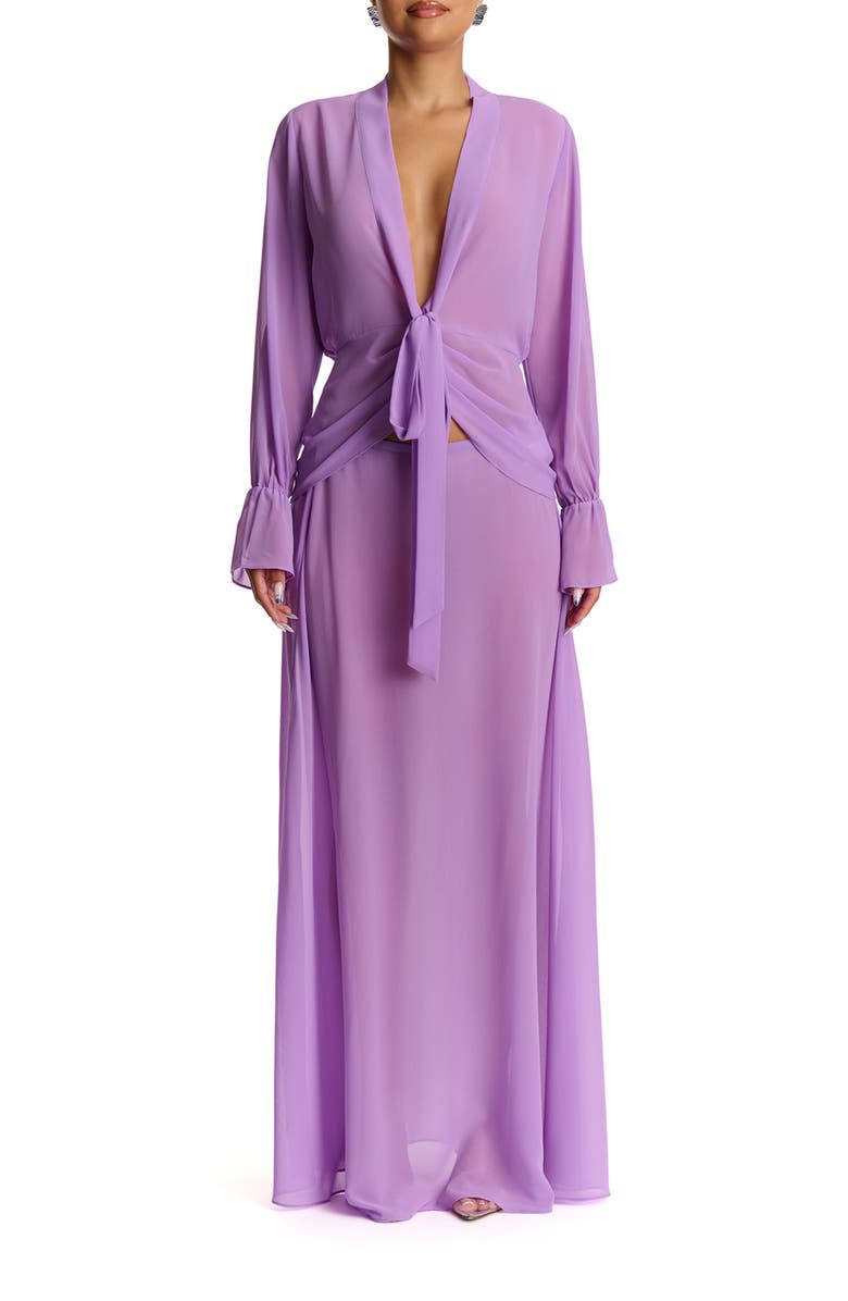 Naked Wardrobe Chiffon A-Line Maxi Skirt, Alternate, color, Violet