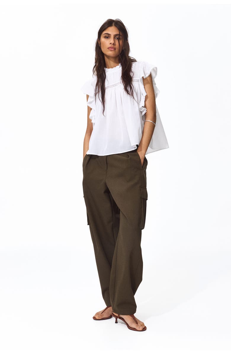 H&M Frill-trimmed Blouse, Alternate, color, White