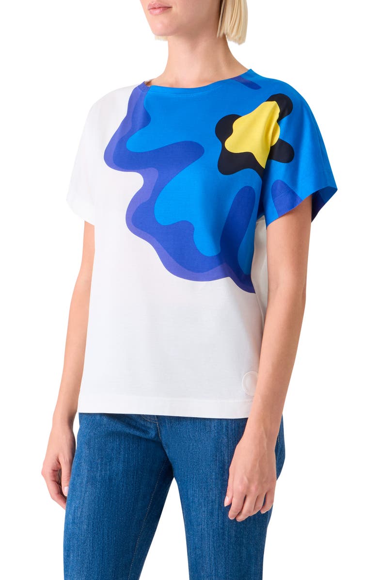 Akris punto Abstract Floral Cotton Top, Alternate, color, Cream-Multicolor