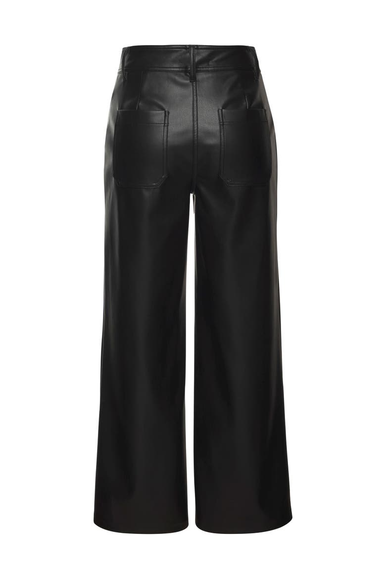 Faux Leather Wide Leg Pants, Alternate, color, Black