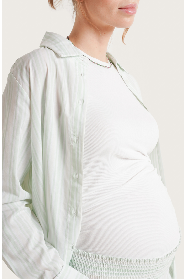 The Easy Maternity & Nursing Shirt, Alternate, color, Green Stripe