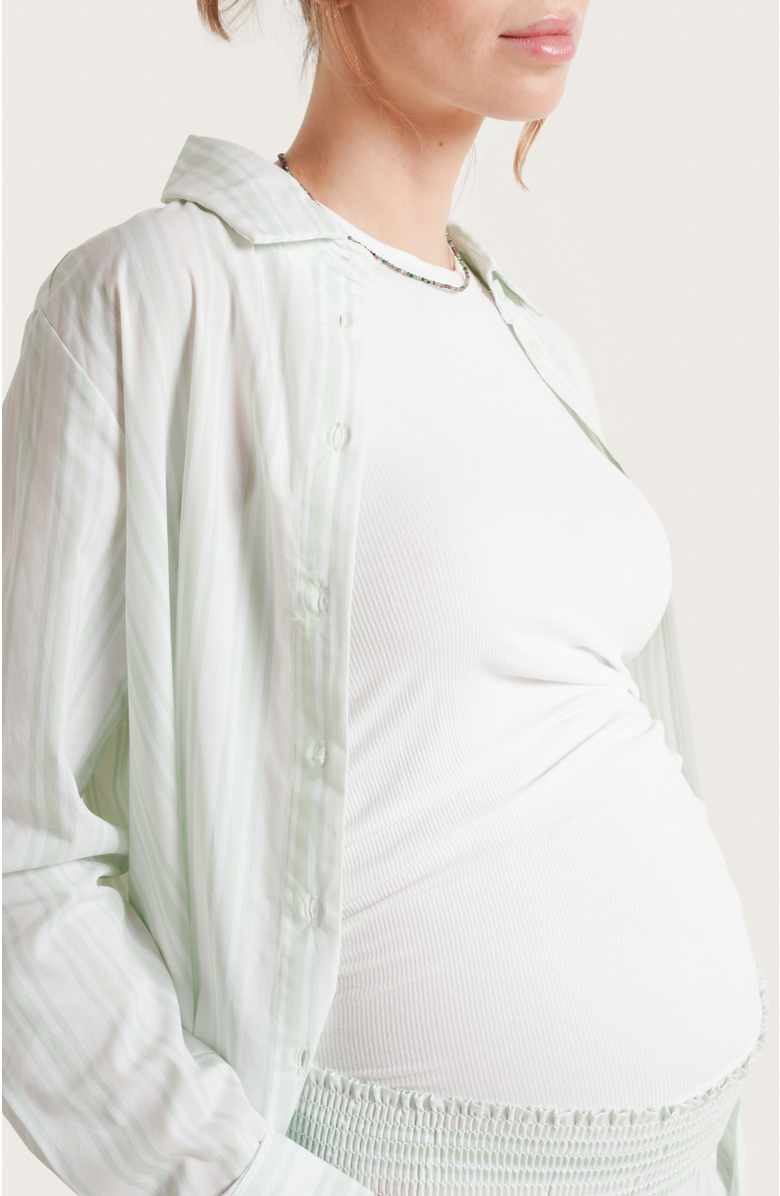 Nom Maternity The Easy Maternity & Nursing Shirt, Alternate, color, Green Stripe